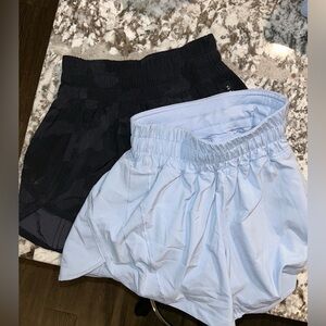 Lot of 2 Lululemon tracker shorts LINERS HAVE BEEN CUT OUT! Sz 0 blue&black camo